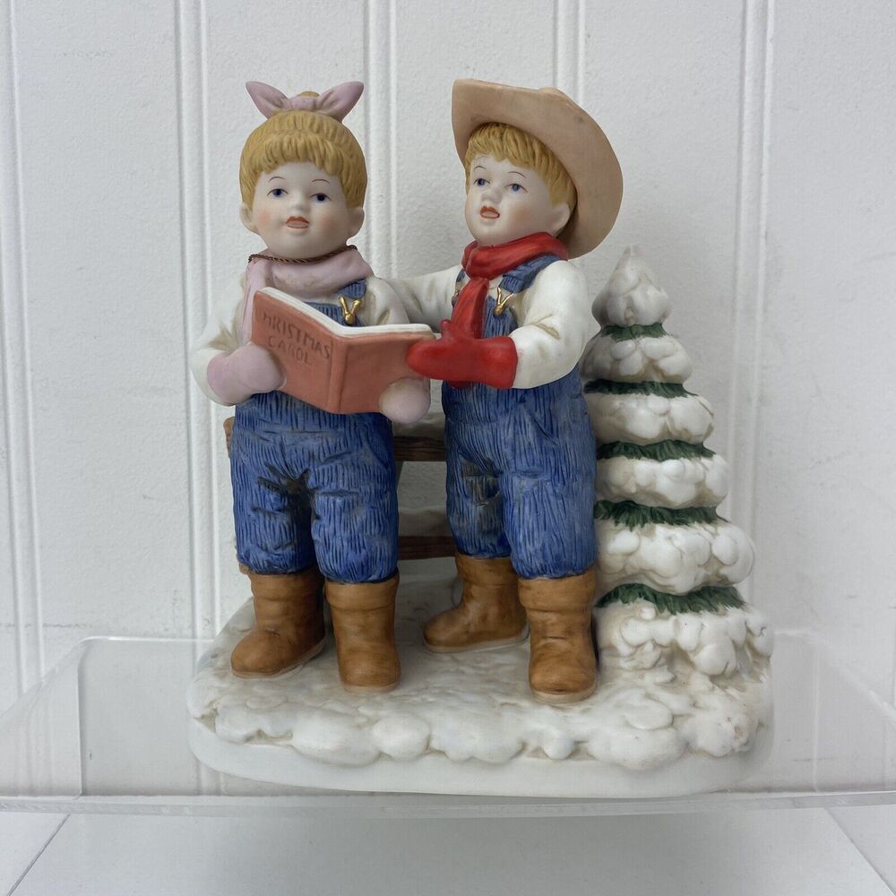 Homco Denim Days Vintage 1998 Porcelain Figurine Let's Go Caroling 15341-98